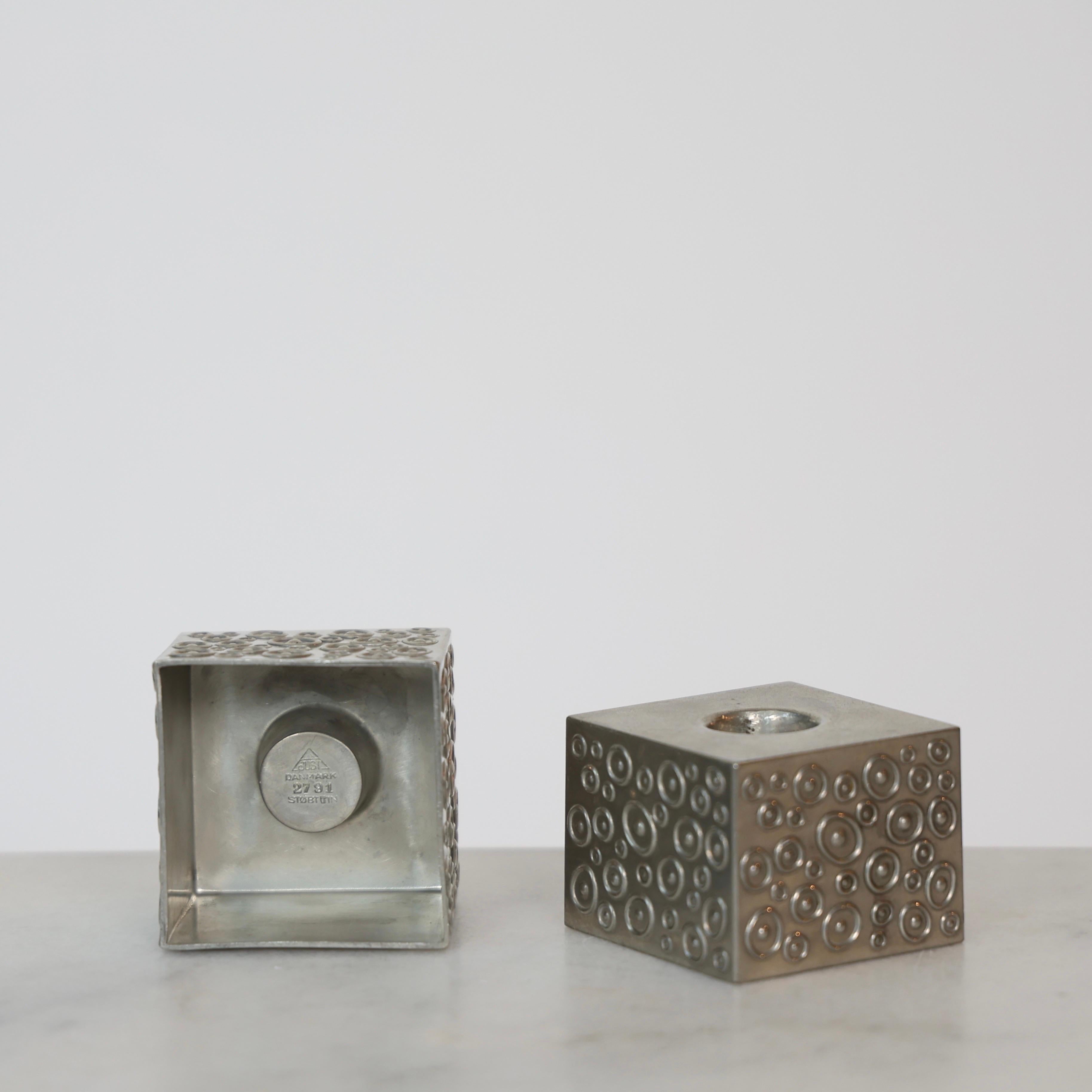 Wood Casket and Pewter Candlestick Holders by Just Andersen, 1950s, Denmark For Sale 4