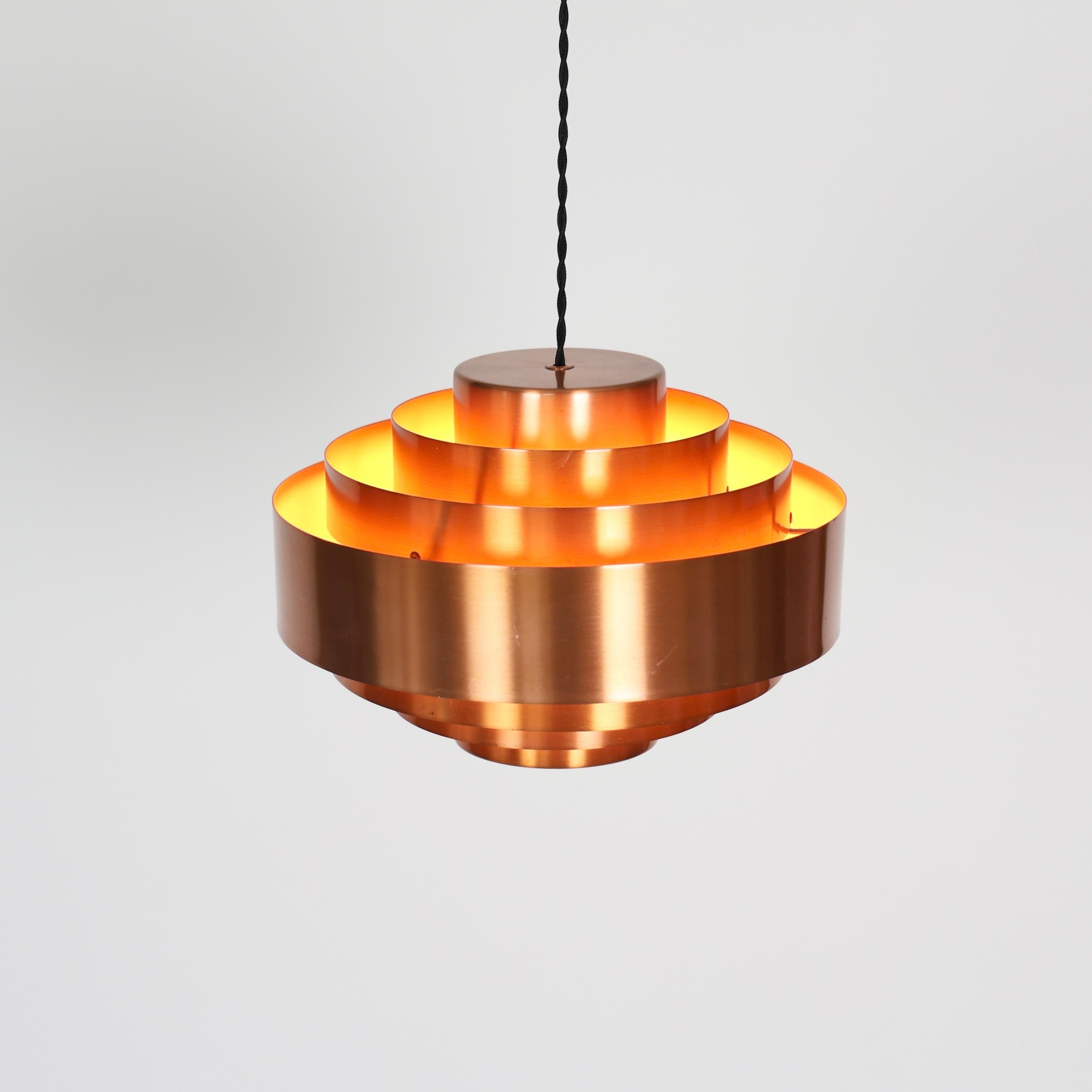 Metallo Lampada a sospensione in rame di Jo Hammerborg per Fog and Morup, 1960, Danimarca in vendita