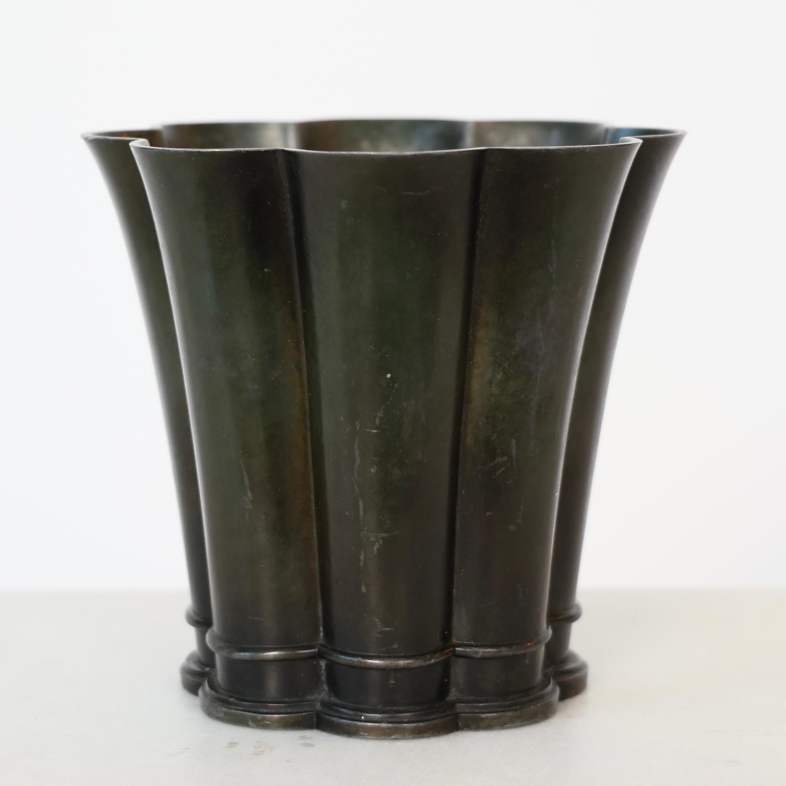 Art Deco Discometal Vase by Just Andersen, 1930s, Denmark