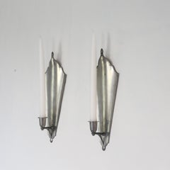 Pewter Candle Sconces by Just Andersen, 1920s, Denmark
