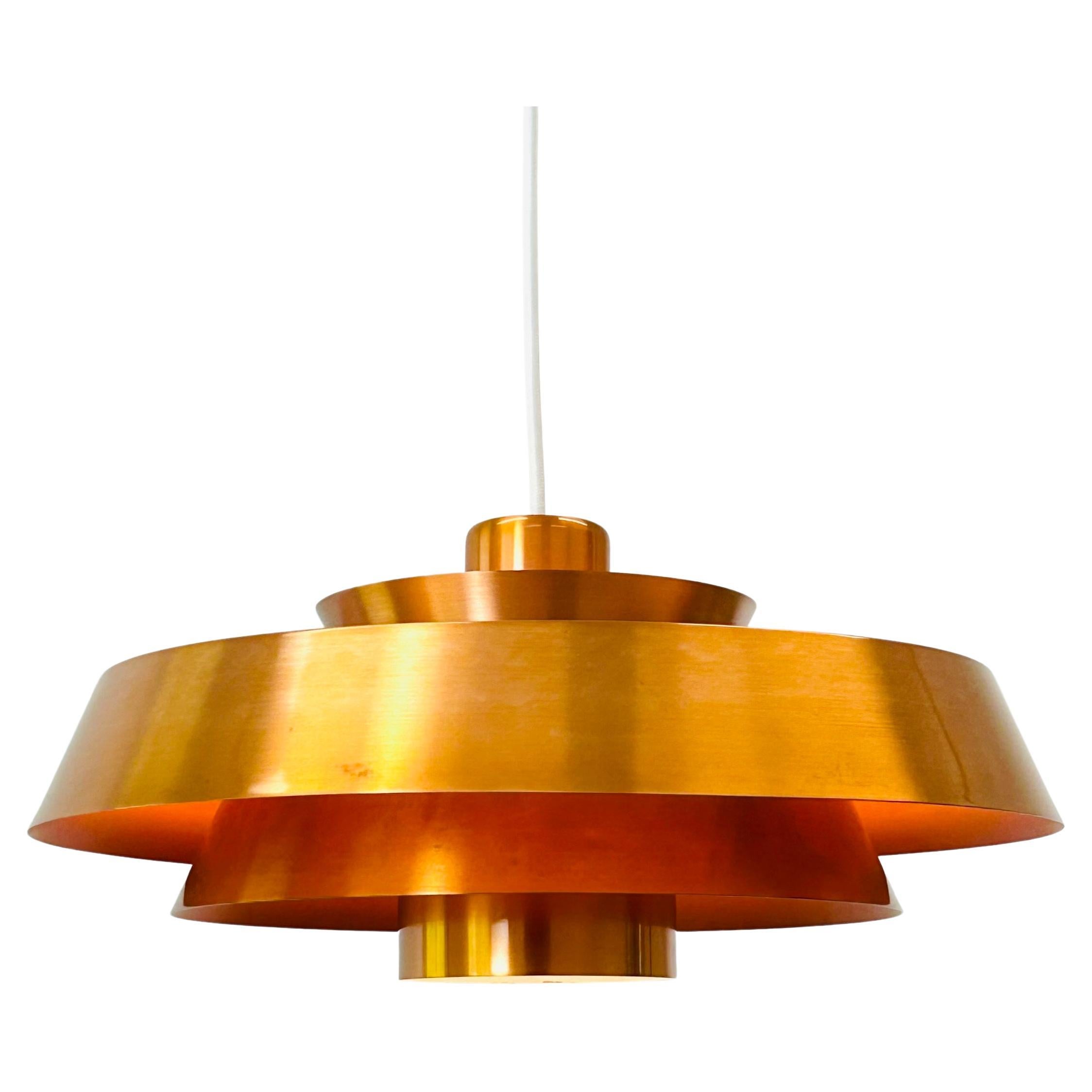 Copper Nova Pendant Light by Jo Hammerborg for Fog & Morup, 1960s, Denmark For Sale