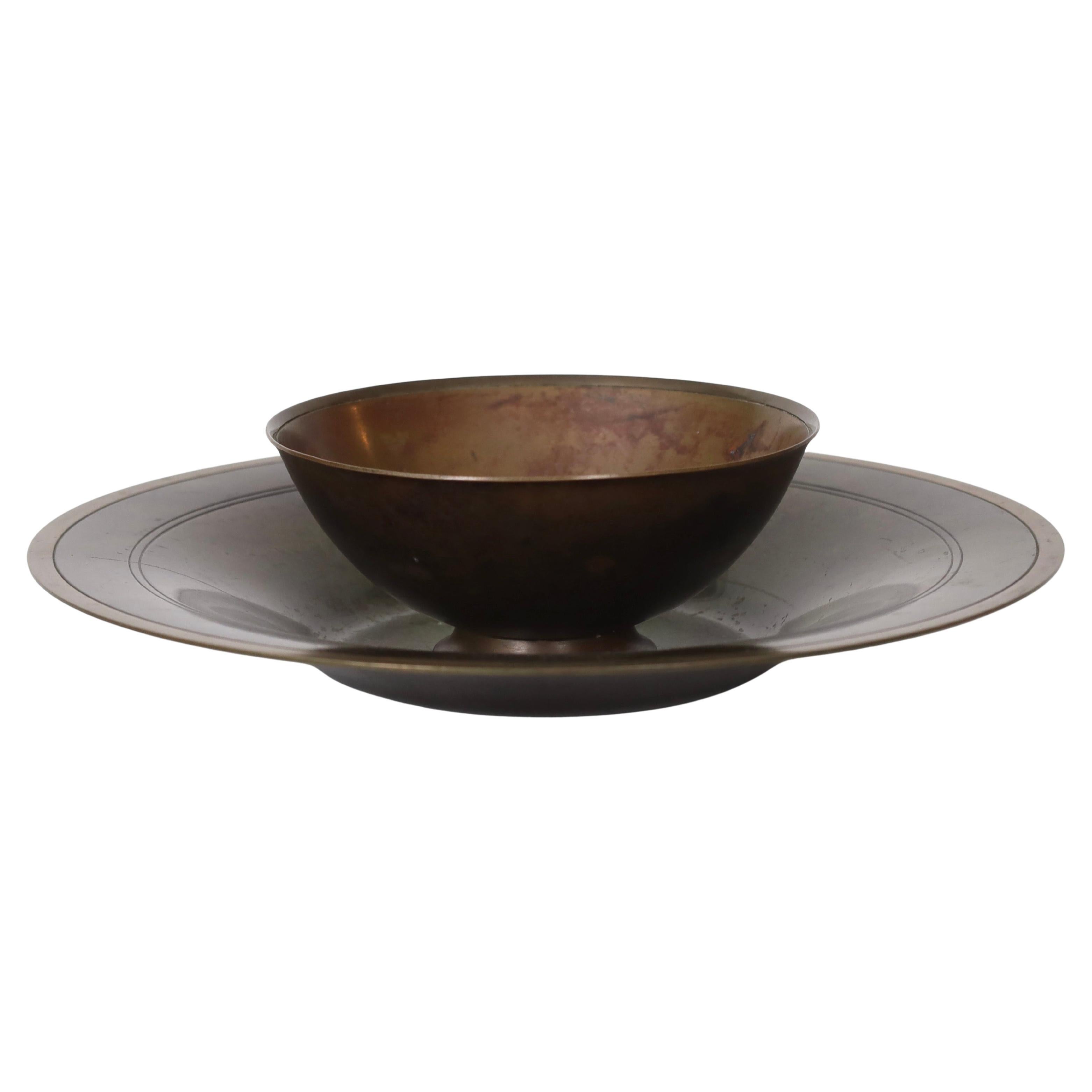 Ensemble d'assiettes et de bols en bronze Art déco par Just Andersen, années 1930, Danemark