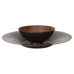 Set di piatti e ciotole in bronzo Art Deco di Just Andersen, anni '30, Danimarca