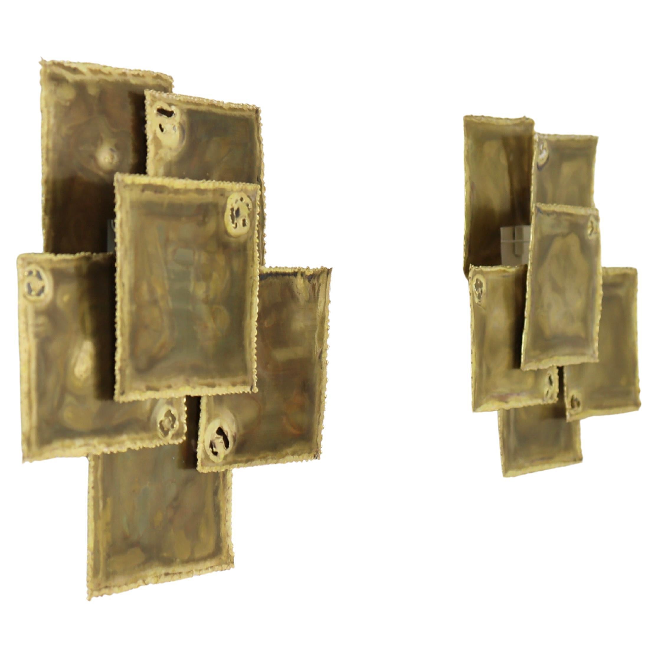 Pair of Large Brass Wall Lamps by Svend Aage Holm Sorensen, 1960s, Denmark For Sale