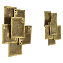 Vintage Pair of Large Brass Wall Lamps by Svend Aage Holm Sorensen, 1960s, Denmark