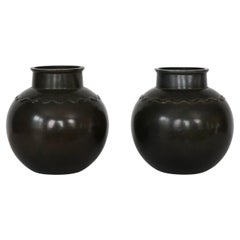 Set of Round Diskometal Vases by Just Andersen, 1930s, Denmark
