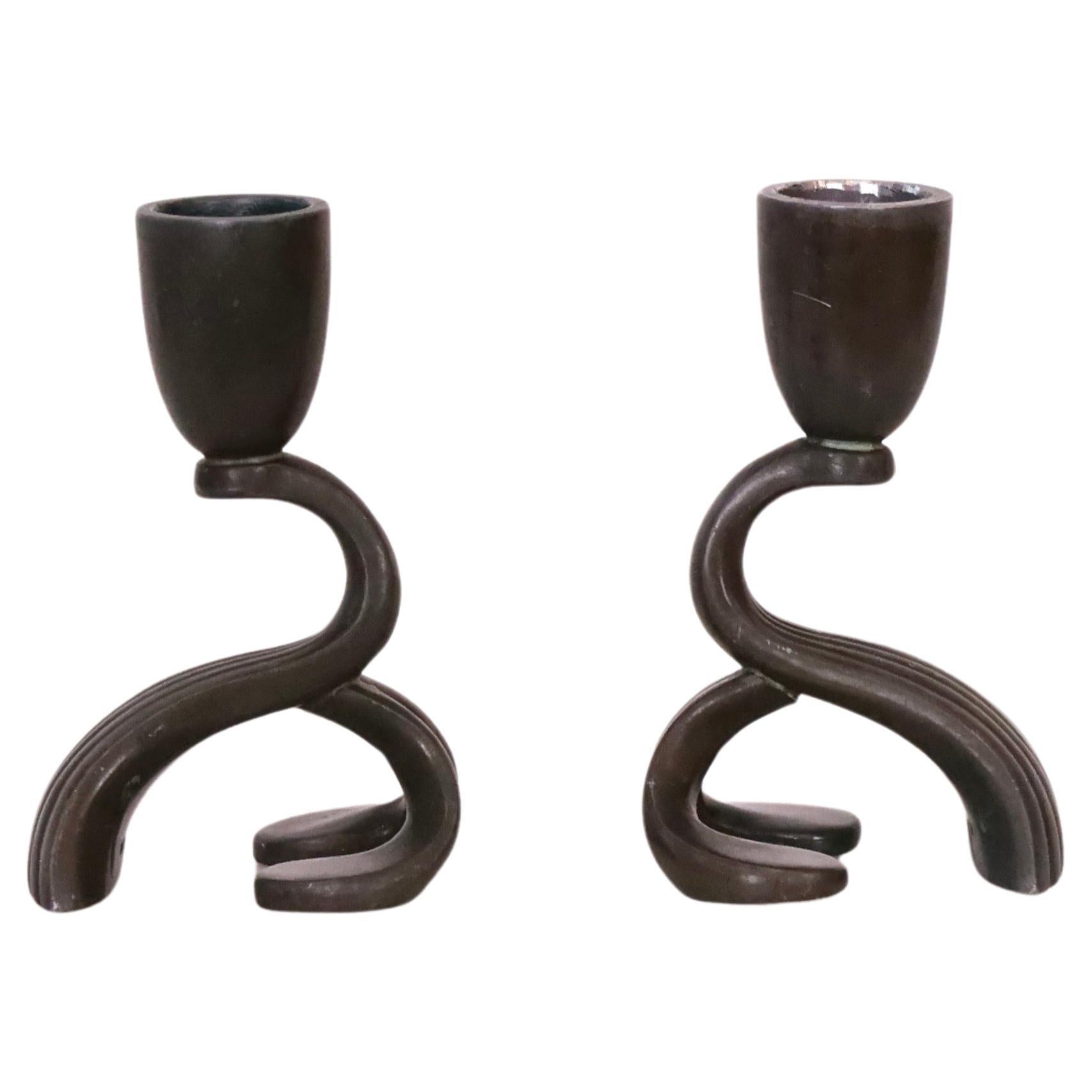 Set of Just Andersen candle holders, 1930s, Denmark For Sale