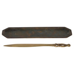 Bronze Tray & Letter Knife designed by Just Andersen, 1920s, Denmark