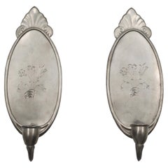 Ensemble d'appliques à bougies Grace suédoises en étain, années 1930, Suède