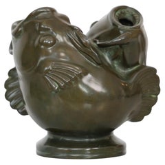 Art déco-Fischvase aus Diskometall im Art déco-Stil von Just Andersen, 1930er Jahre, Dänemark