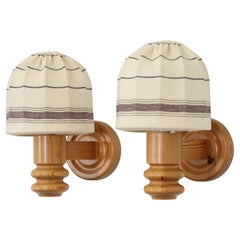 Set of Swedish Pine Wood Sconces by Solbackens Svarveri, Sweden, 1970s