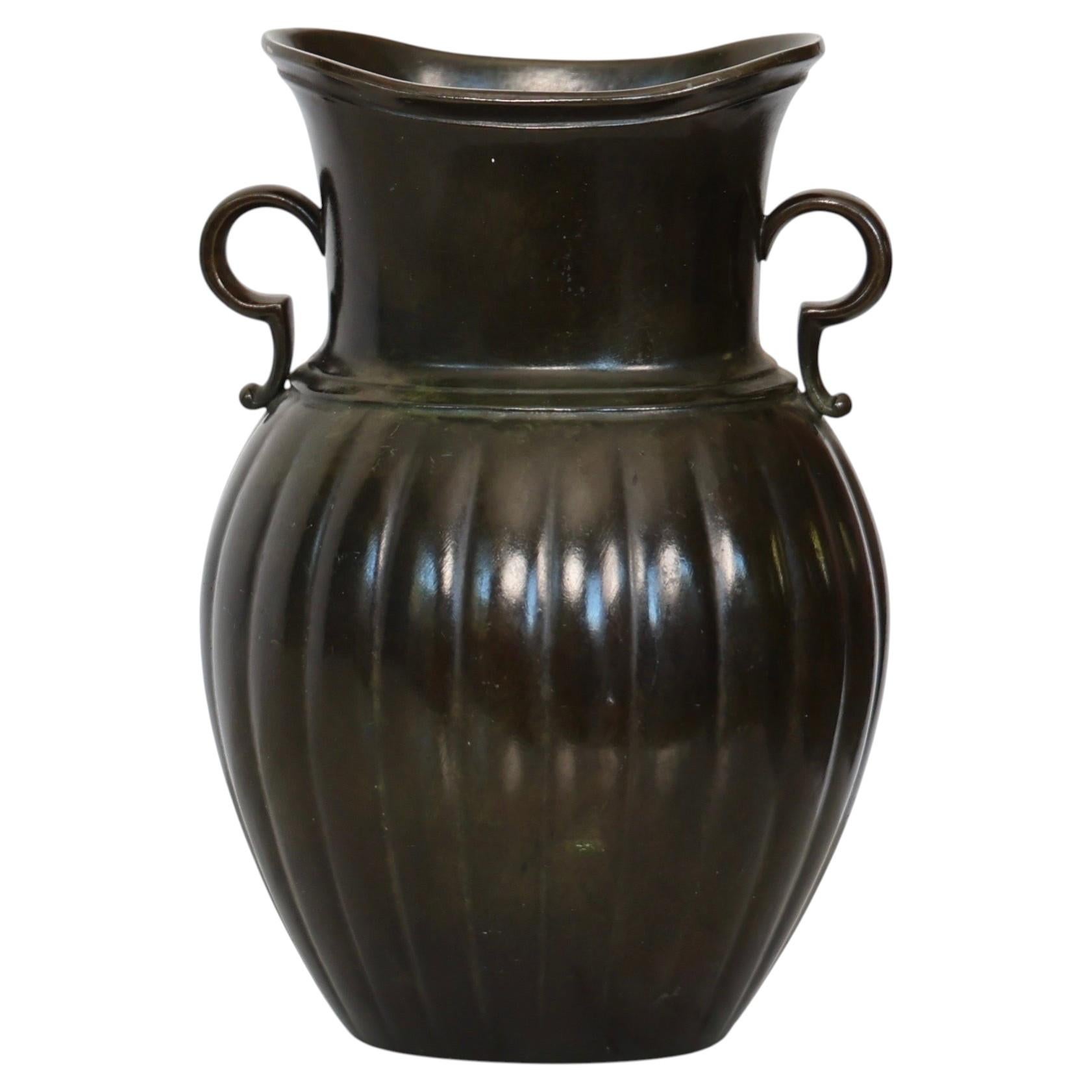Amphora-Style Discometal Vase by Just Andersen, 1920s, Denmark