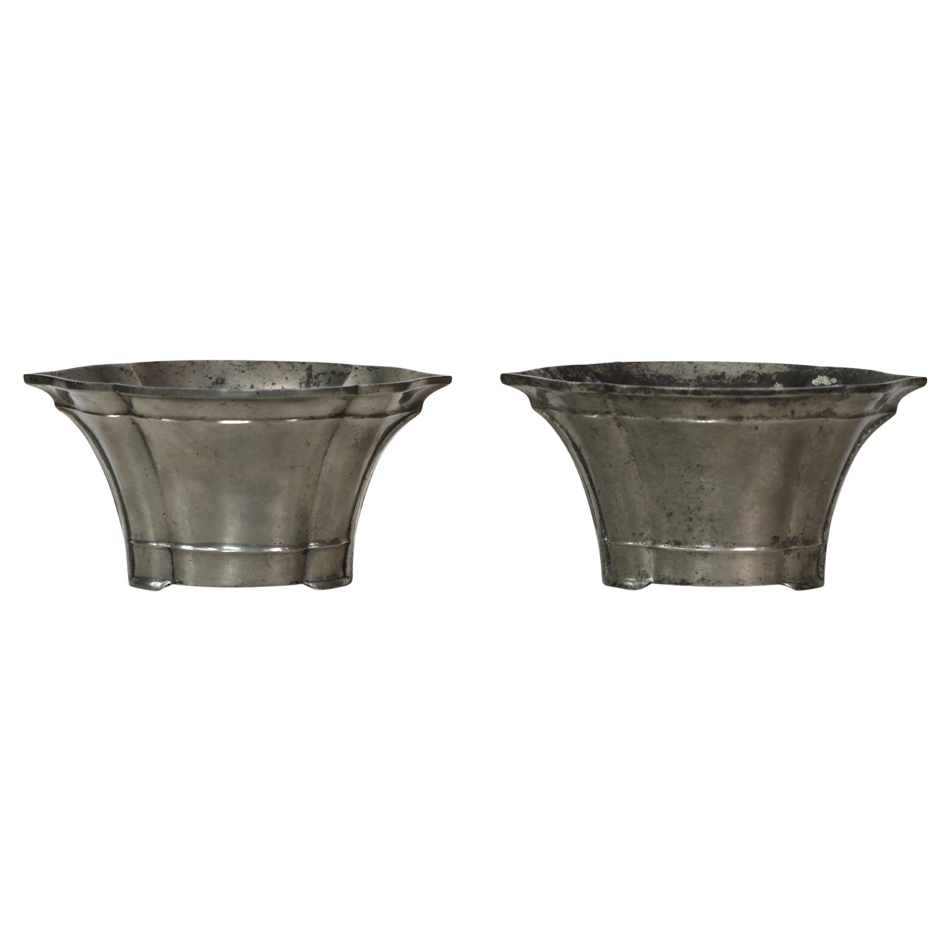 Pewter Flowerpots by Just Andersen, 1920s, Denmark For Sale
