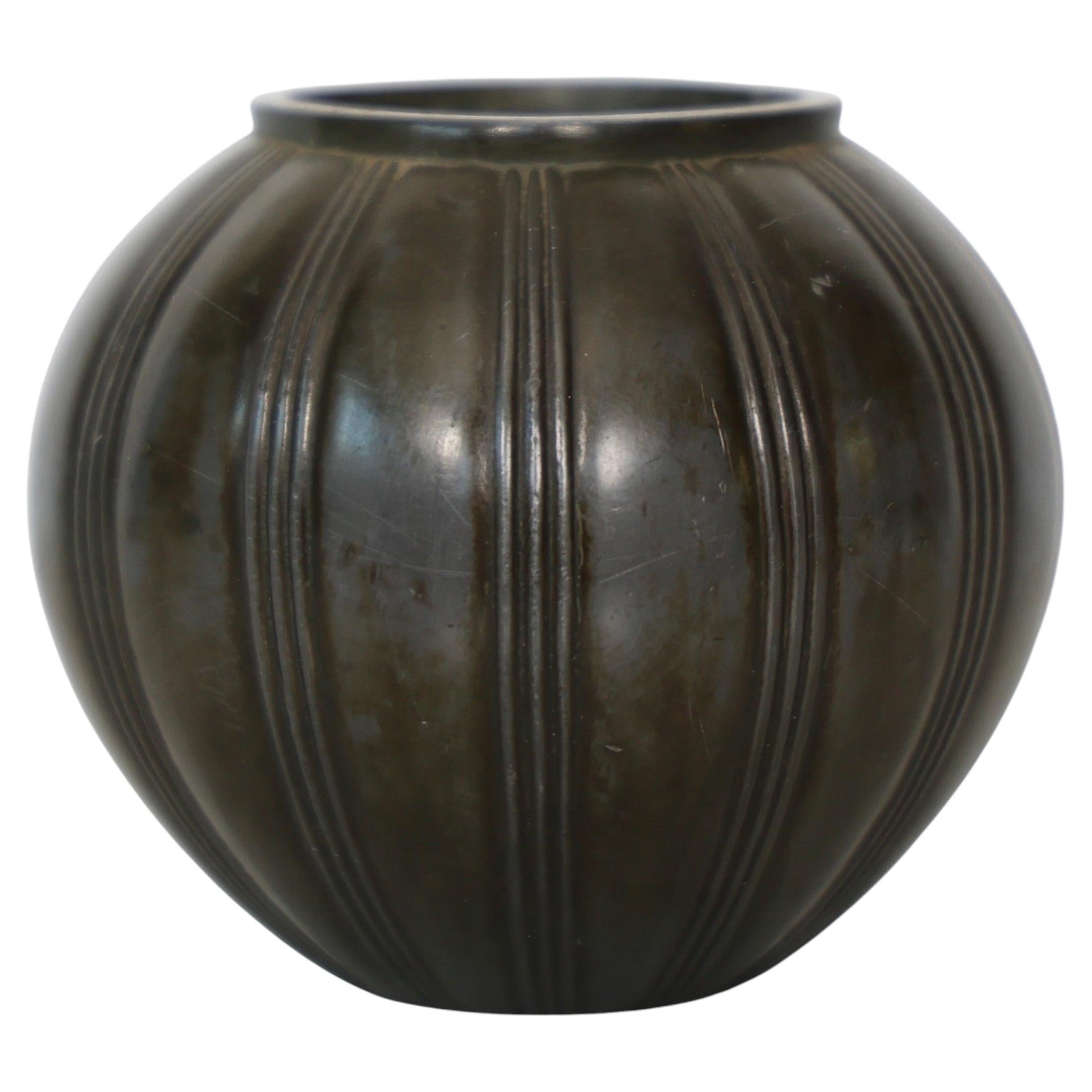 Round Diskometal Vase by Just Andersen, 1930s, Denmark For Sale
