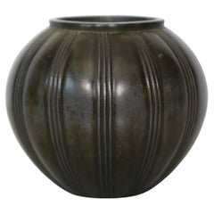 Round Diskometal Vase by Just Andersen, 1930s, Denmark