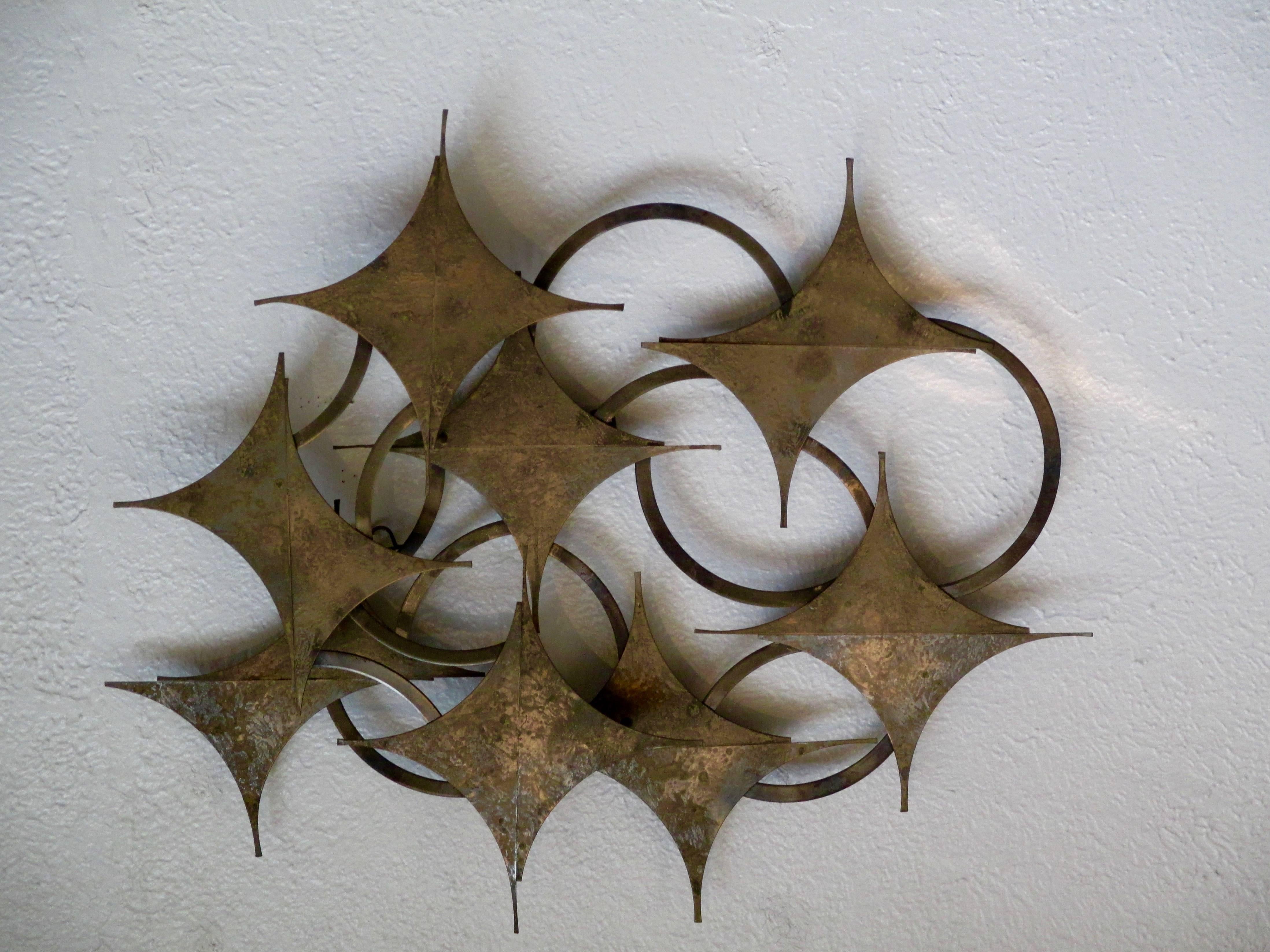 American Patinated Metal Wall Sculpture by Curtis Jere For Sale