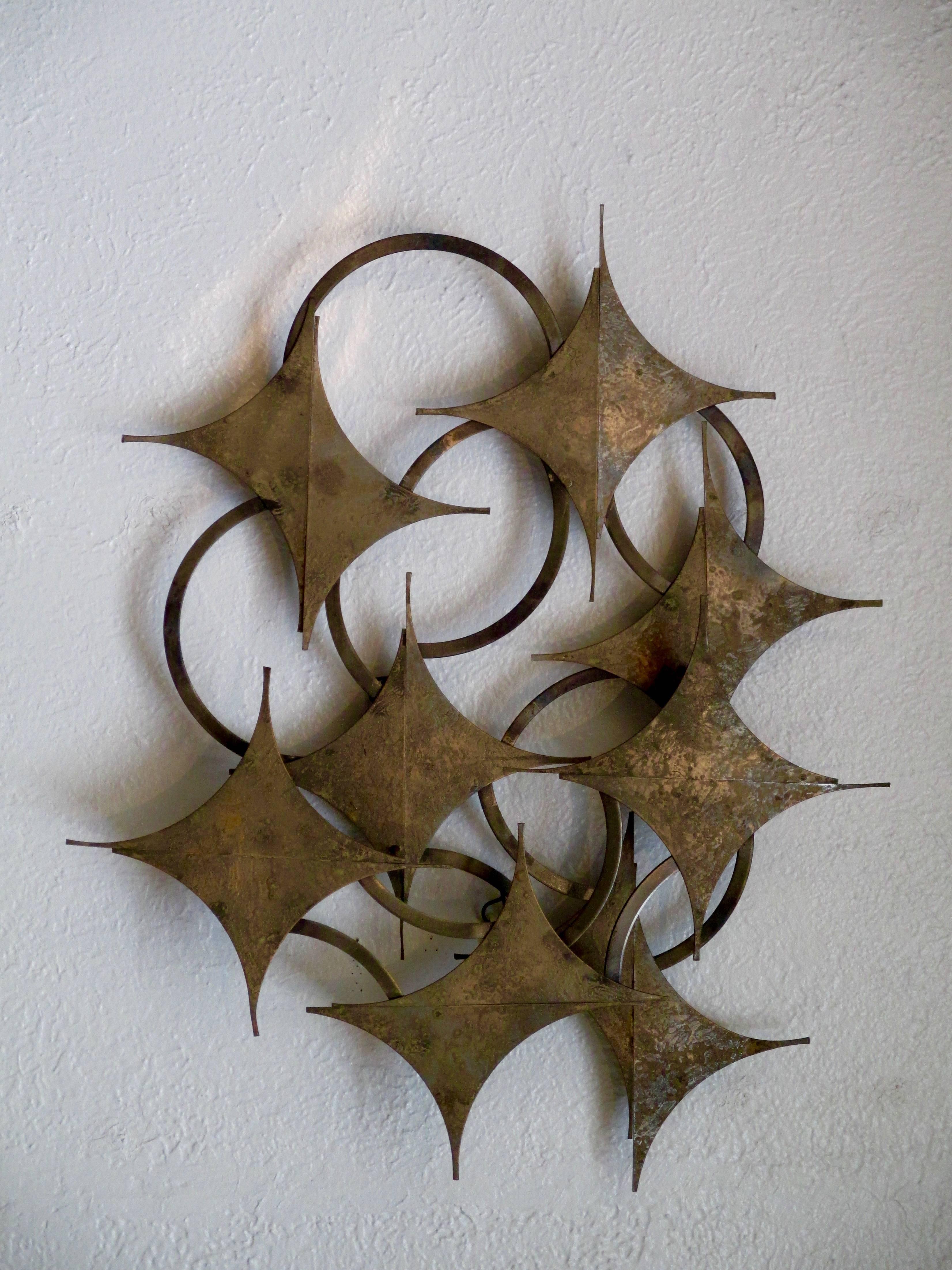 Modern Patinated Metal Wall Sculpture by Curtis Jere For Sale