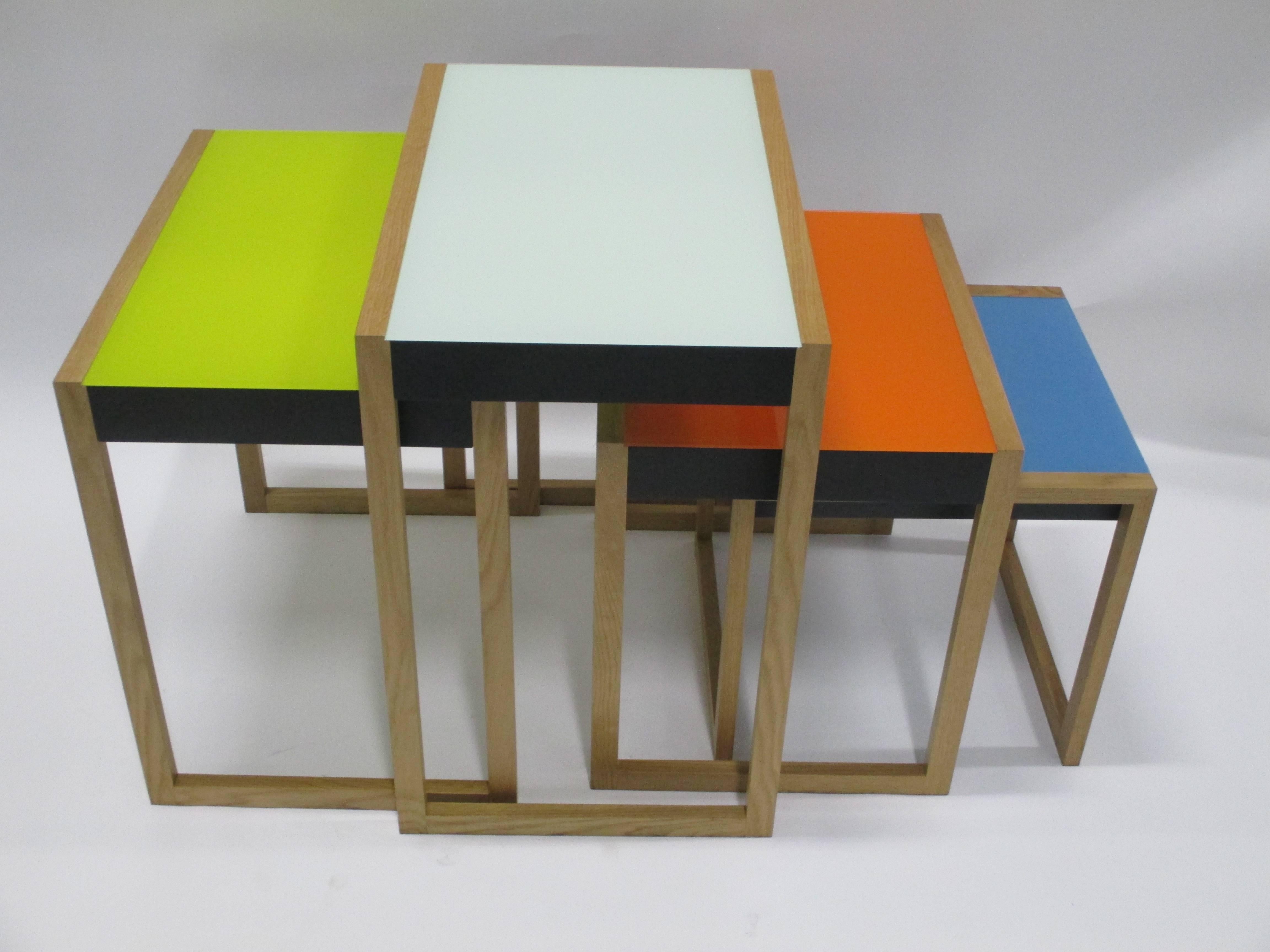 Modern Four Stacking Side Tables by Josef Albers