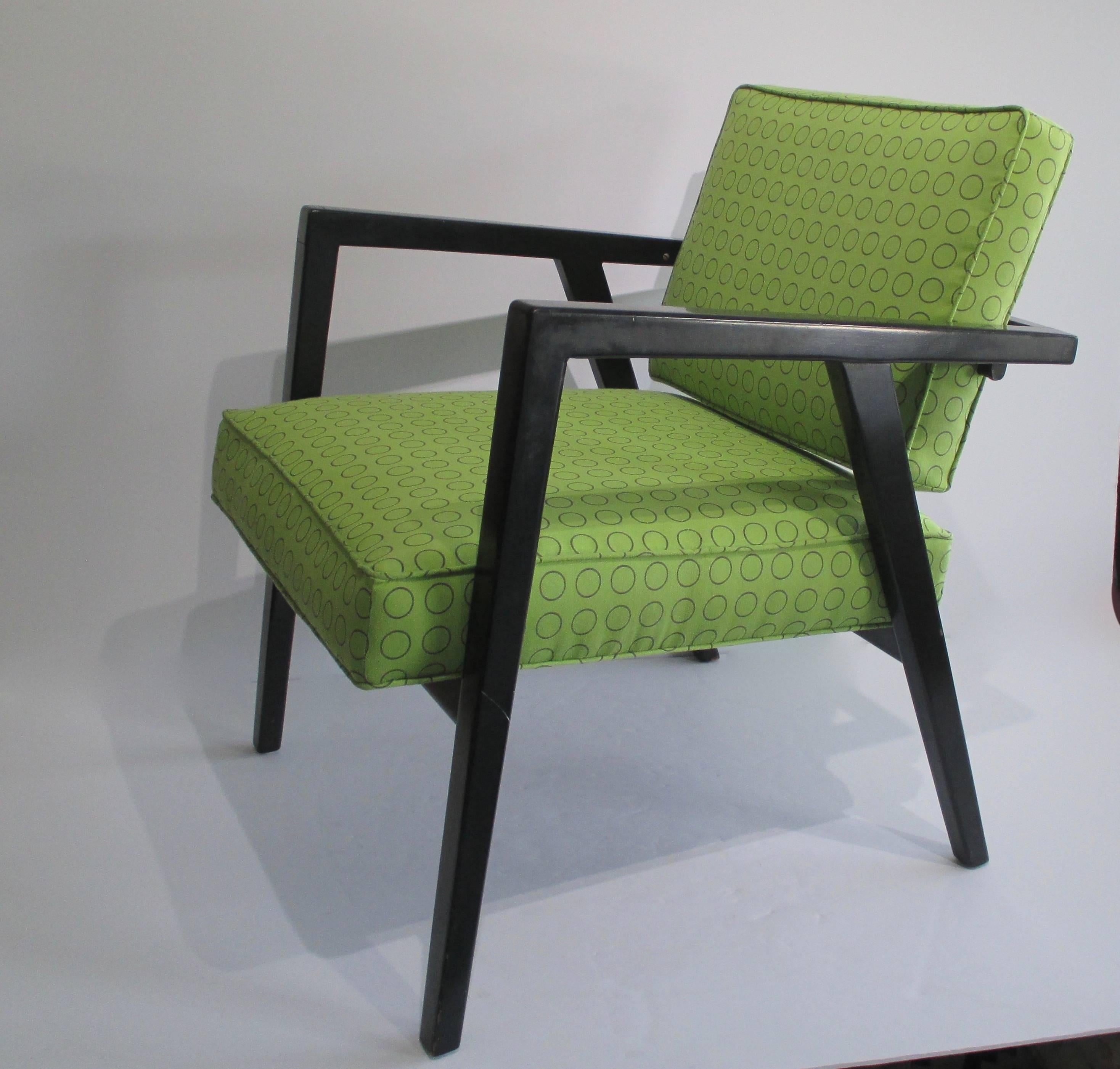 Early lounge chair by Franco Albini upholstered in Hella Jongerius fabric.