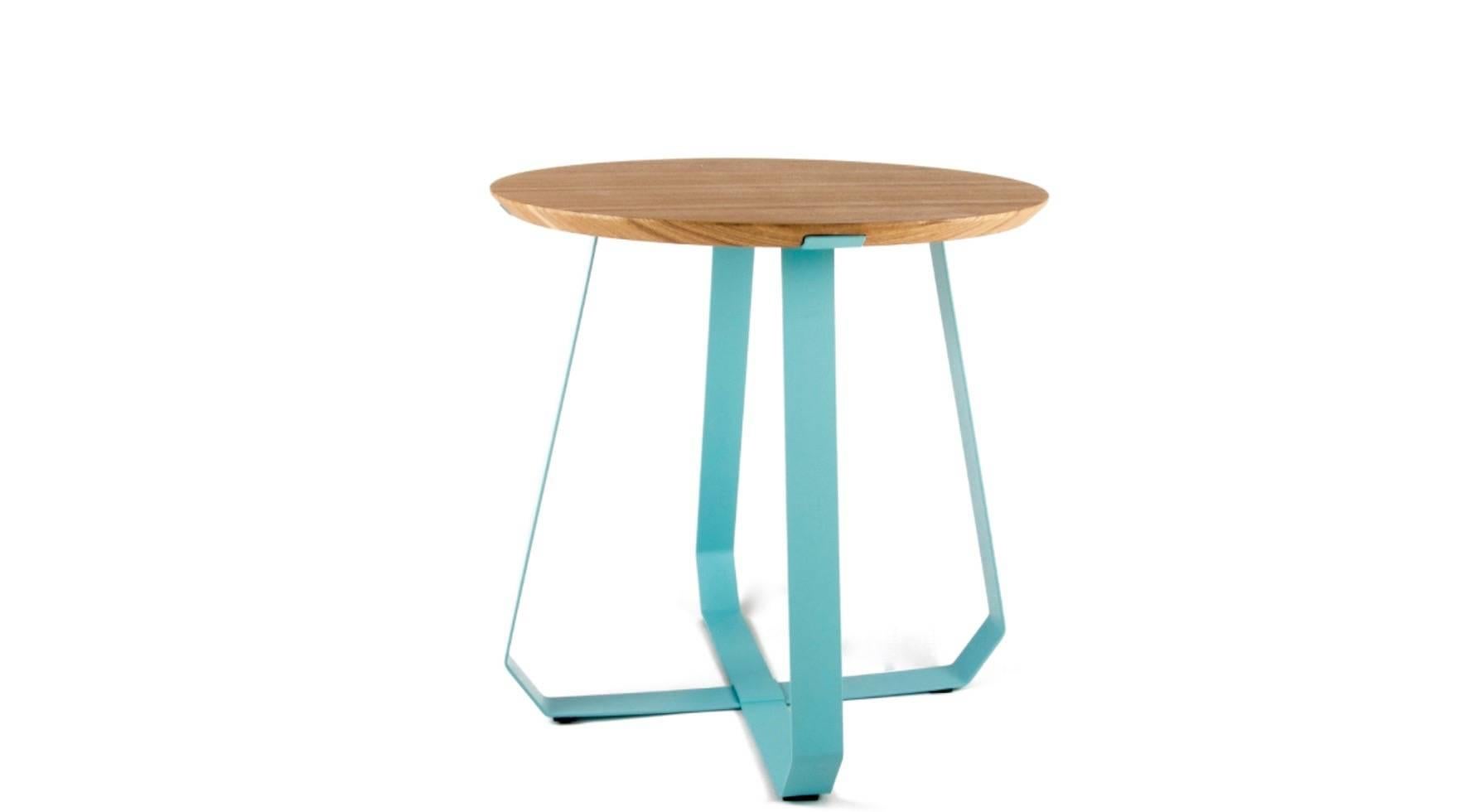Pair of Shunan end tables by Nieuwe Heren, with lacquered Aqua base and Ashwood Top