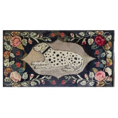 American 19th Century Hooked Rug Depicting a Dalmatian
