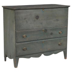 Blanket Chest In Original Blue Paint American Circa 1810