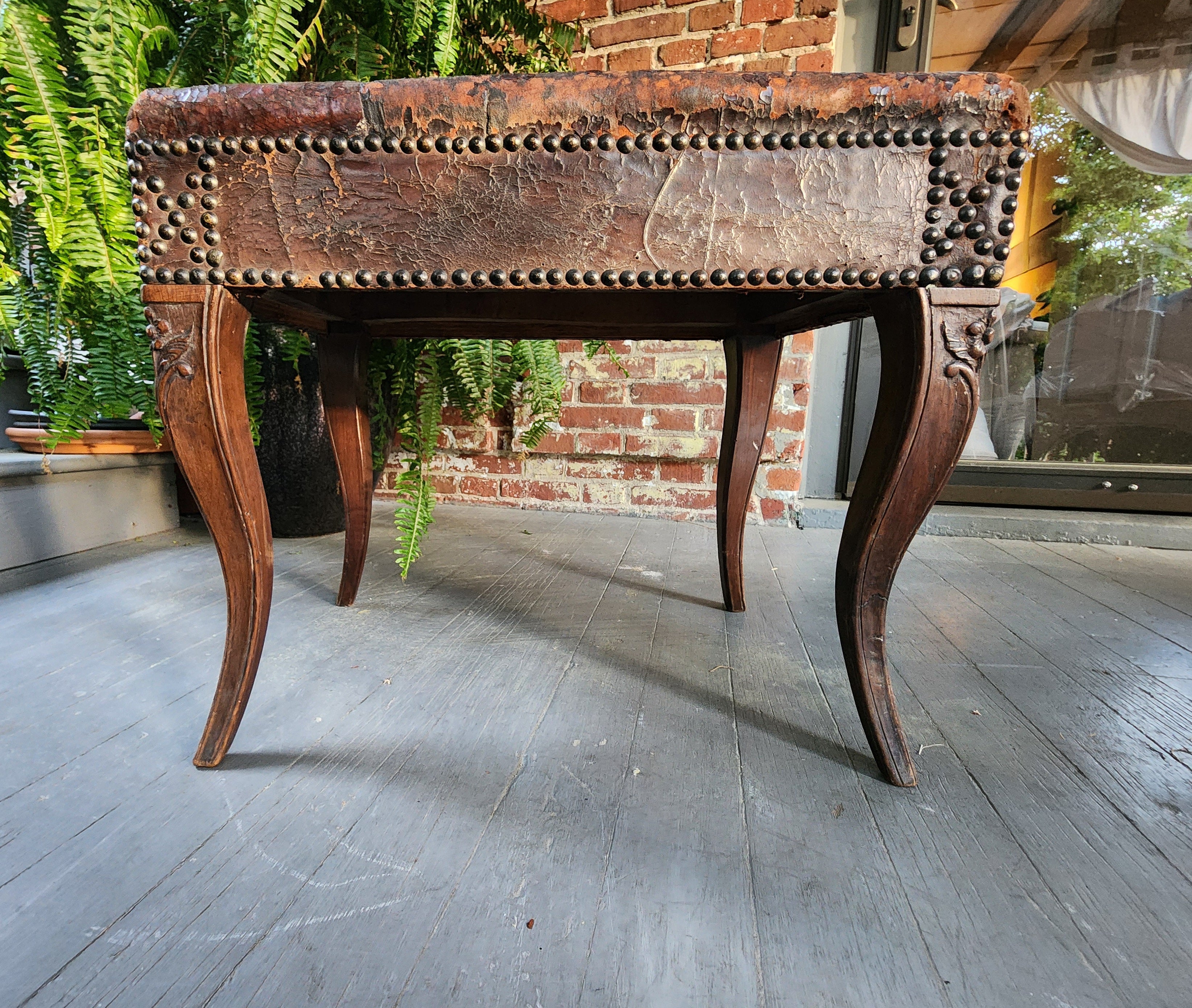 Louis XV French Provincial 18th Century Carved Walnut Bench  For Sale