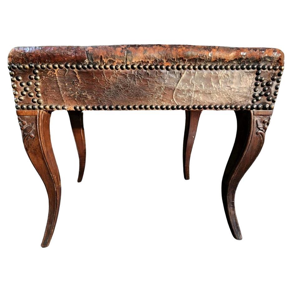 French Provincial 18th Century Carved Walnut Bench  For Sale