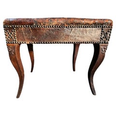 French Provincial 18th Century Carved Walnut Bench 