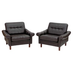 Pair of Mid-Century Leather Lounge Chairs Danish