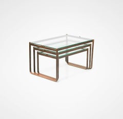 Rare Set of Jacques Theophile Lepelletier Bronze Nesting Tables France 1960s