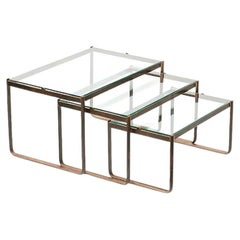 Rare Set of Jacques Theophile Lepelletier Bronze Nesting Tables France 1960s