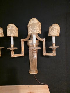 Large Pair of Gilded Wood Sconce Circa 1940s