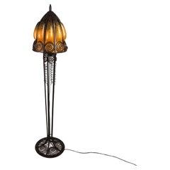 Lampada da terra in ferro battuto Art Nouveau Charles Schneider, 1920