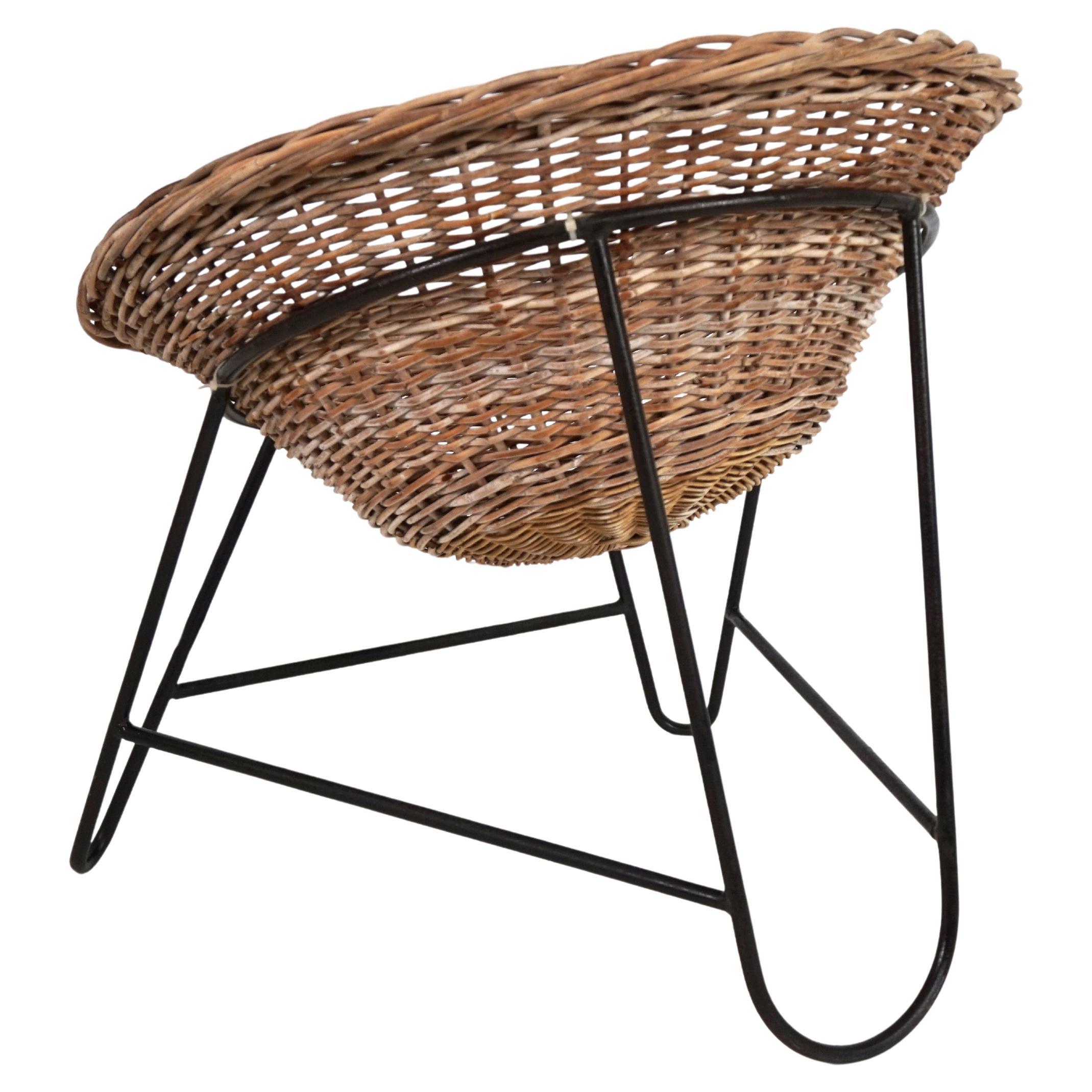 Chaise longue en panier de rotin, 1960