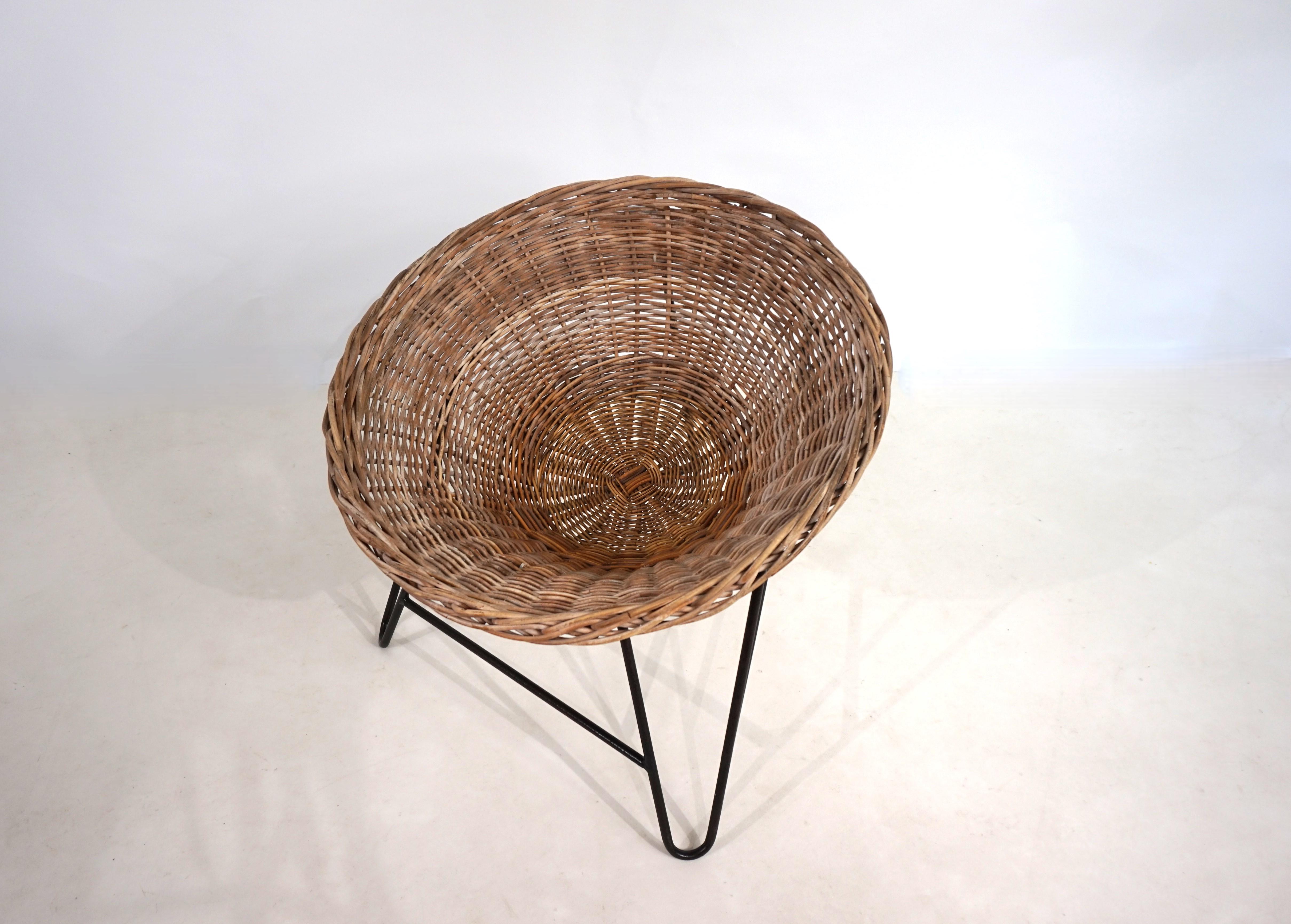 Chaise longue en panier de rotin, 1960 Bon état - En vente à Ludwigslust, DE