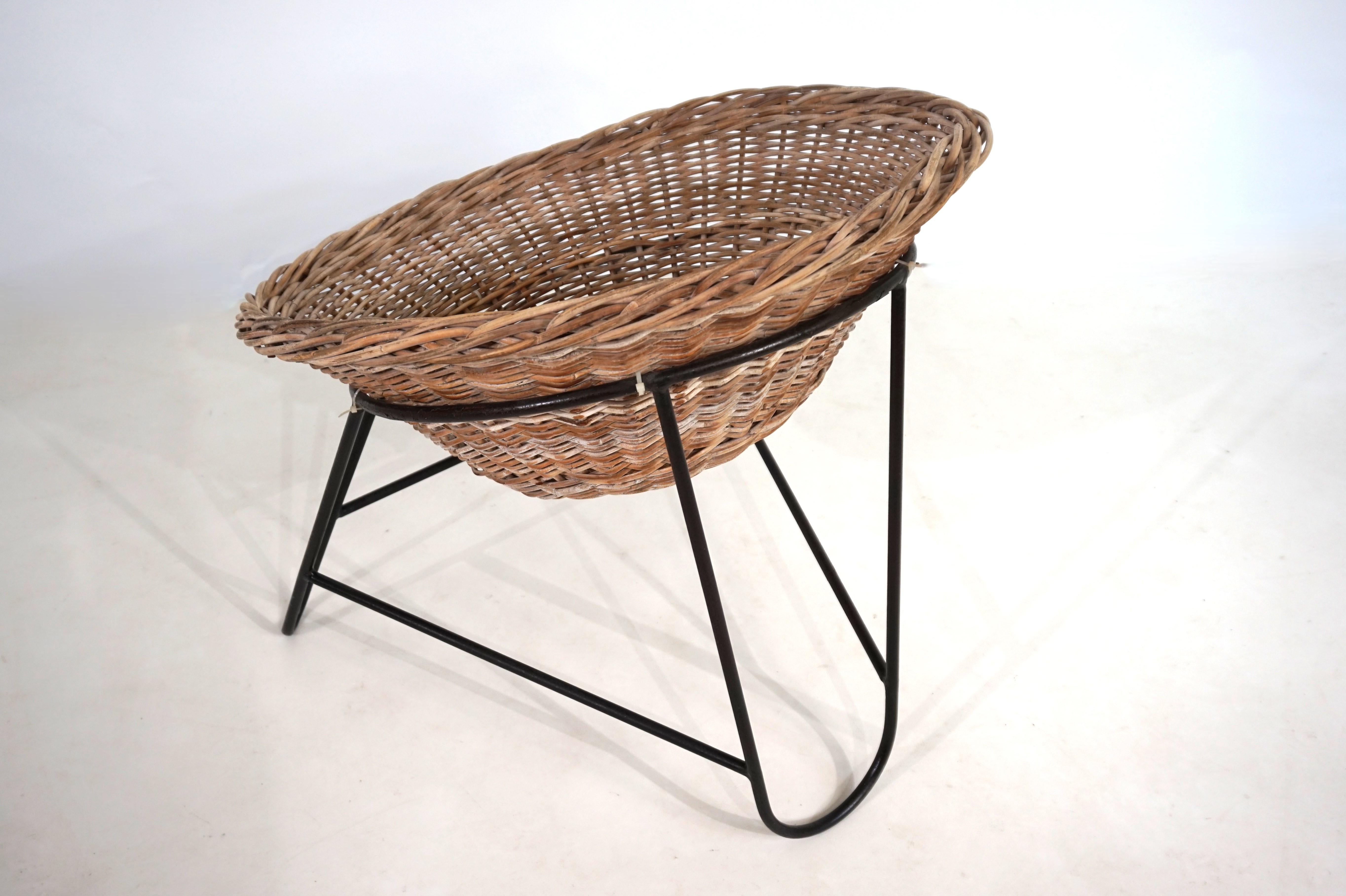Rotin Chaise longue en panier de rotin, 1960 en vente