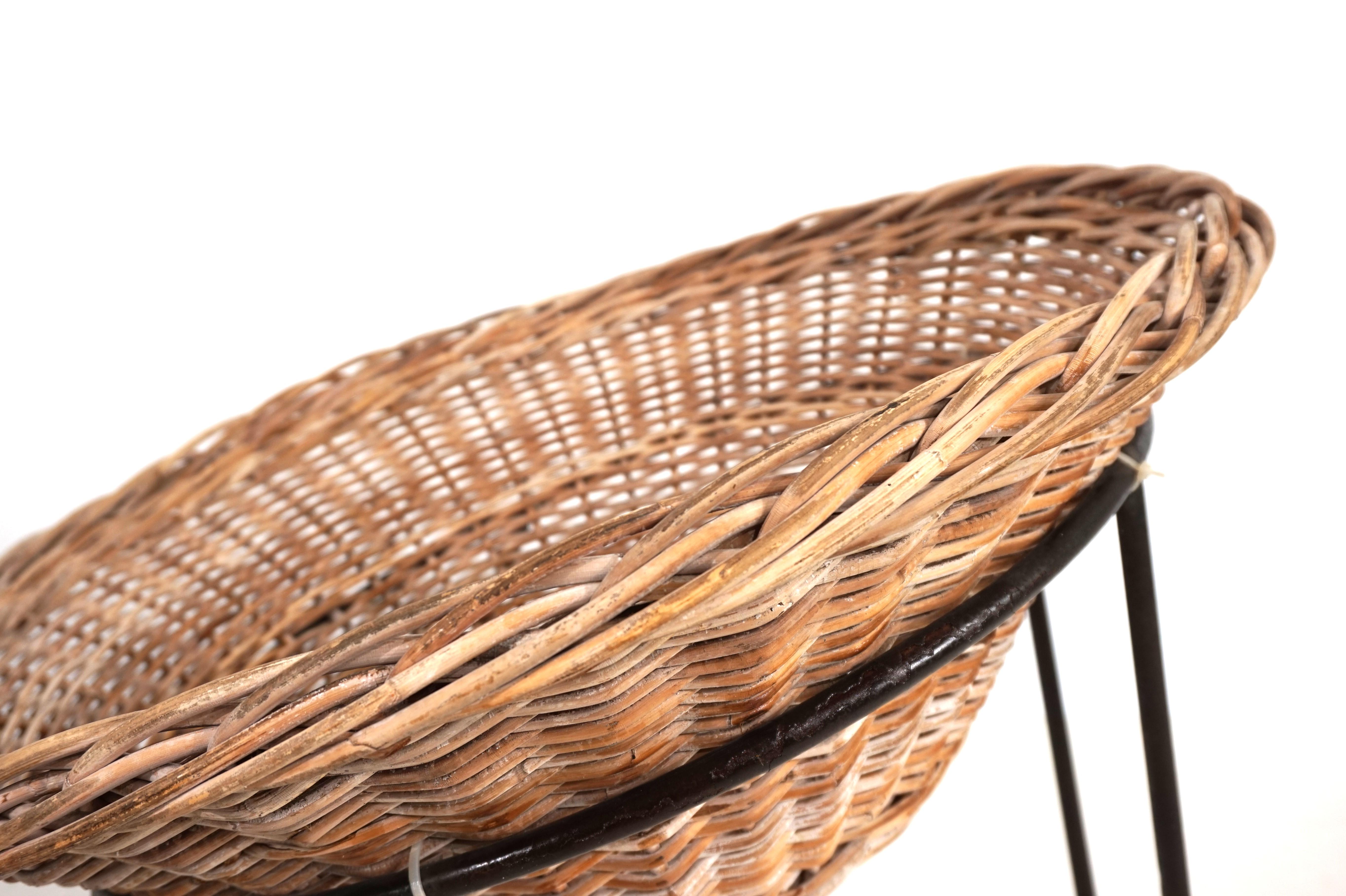 Allemand Chaise longue en panier de rotin, 1960 en vente
