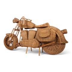 Tom Dixon-attributed Harley-Davidson motorcycle sculpture for Habitat in rattan
