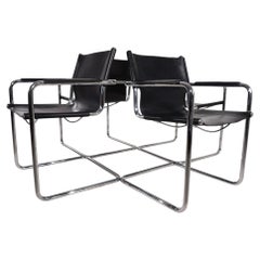 Matteo Grassi Visitor Chair Set of 4 - Leather/Chrome Cantilever Chairs, 1970