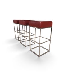 De Sede set of 3 DS 218/55 leather bar stools by Paolo Piva, 2000