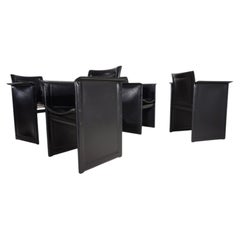 Arrben Solaria leather dining chairs, set of 4 by Tito Agnoli, 1970