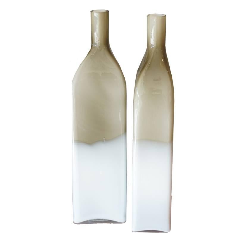 Pair of Mid-Century Cased Glass Bottles For Sale
