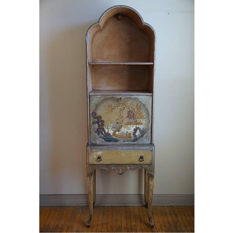 Early 20th century hand-painted lady's desk, purchased from a prominent antique dealer in Los Angeles, Paul Ferrante in the late 1950s. The piece has been in my family since.