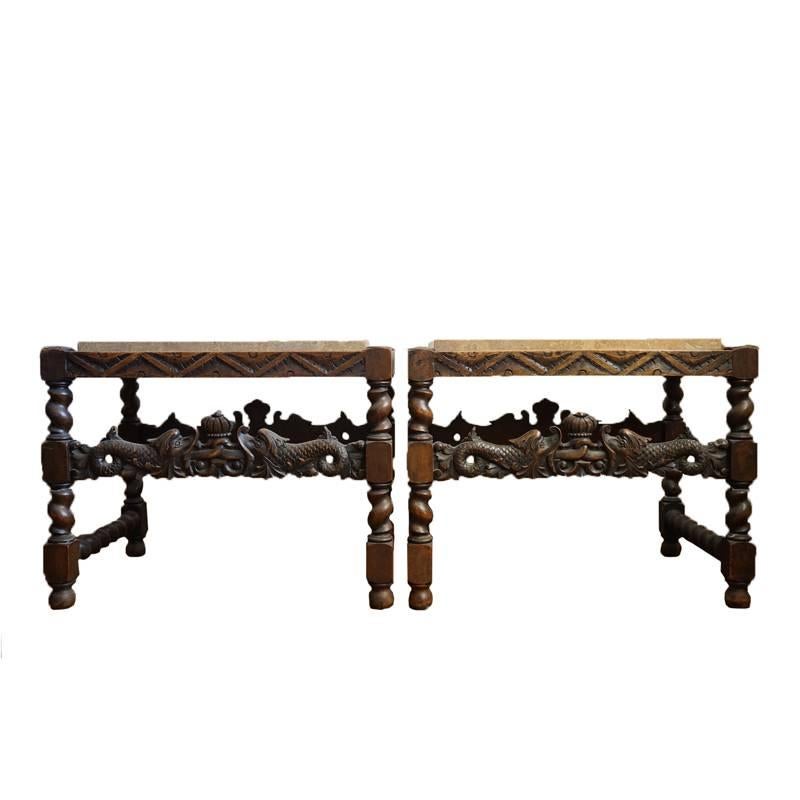 Pair of 19th Century Jacobean End Tables For Sale