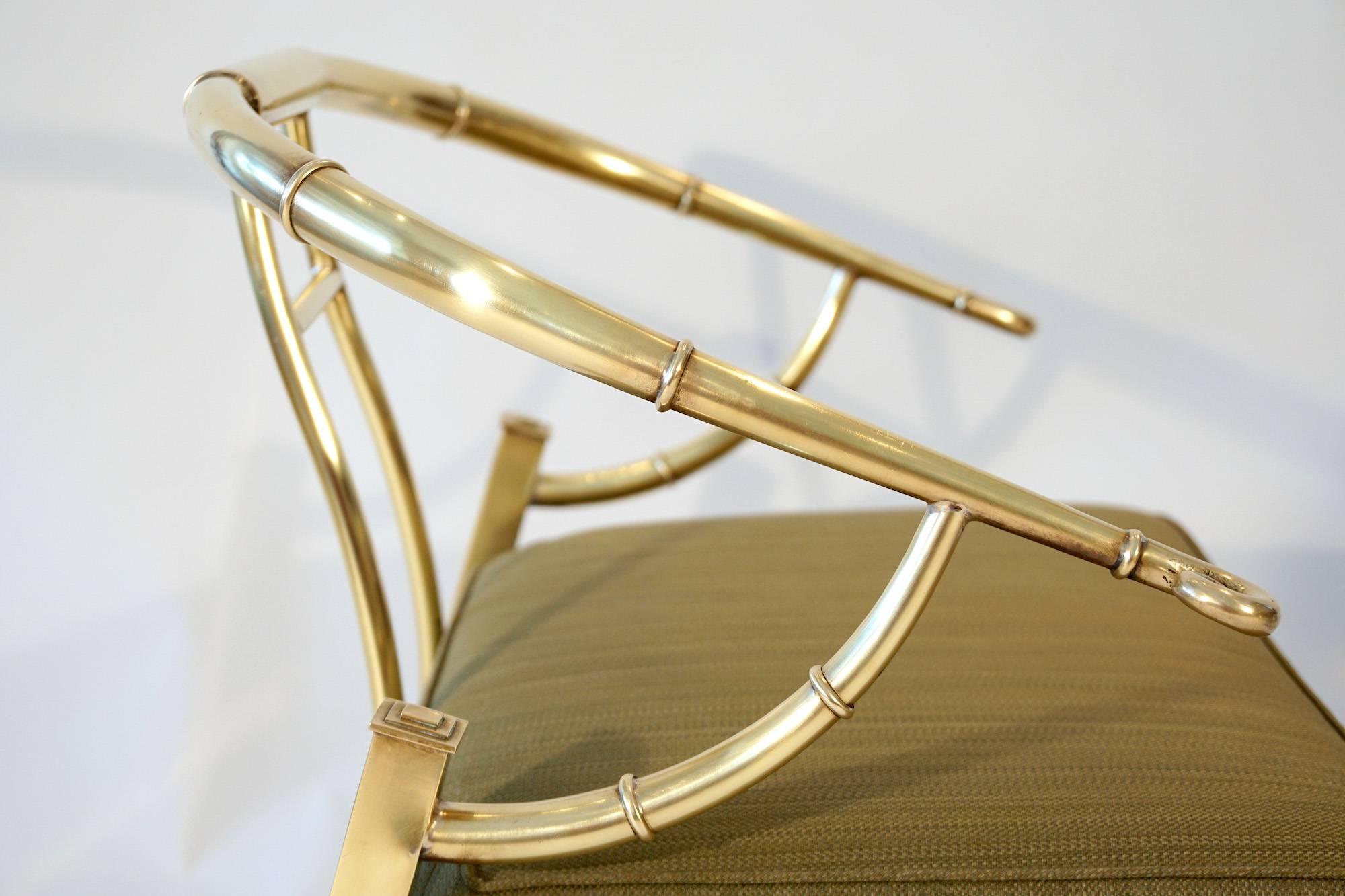 Pair of Brass Lounge Chairs by Mastercraft In Good Condition In Los Angeles, CA