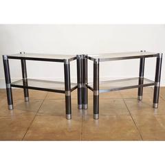 Rare Pair of Karl Springer Etageres