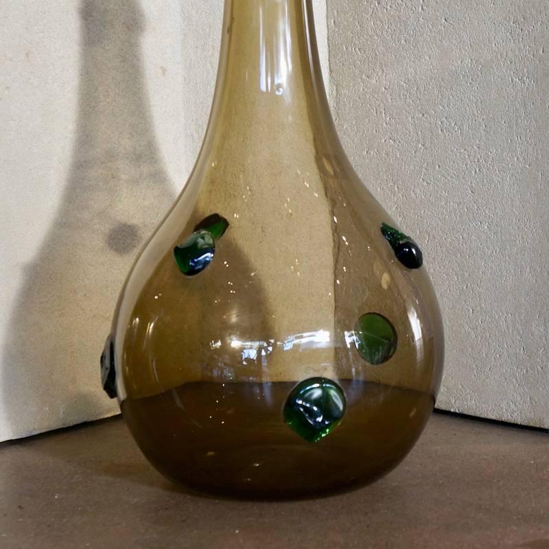 Italian Large Empoli Glass Vase For Sale