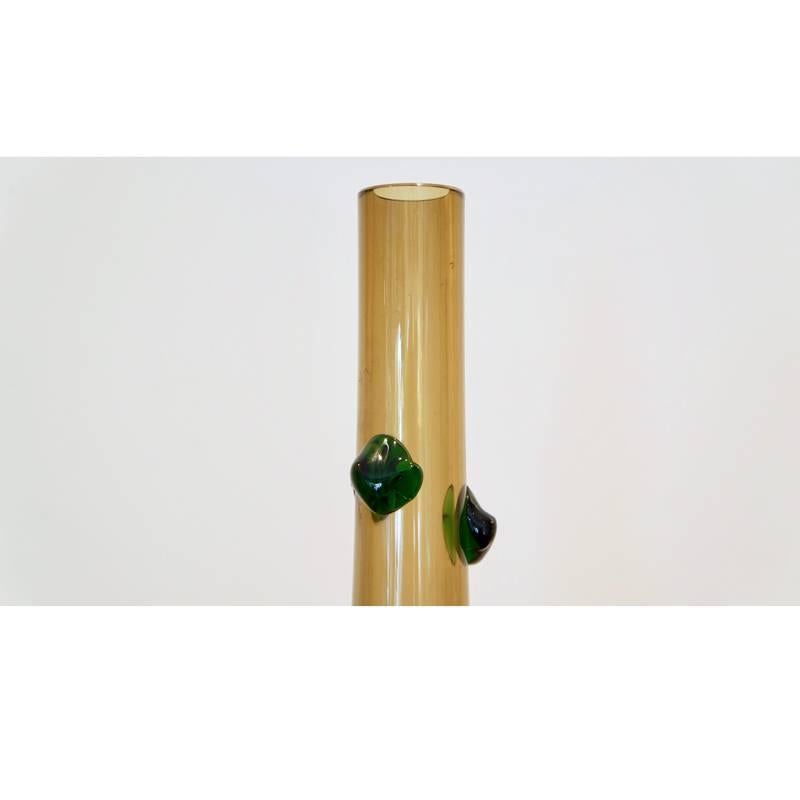 Appliqué Large Empoli Glass Vase For Sale