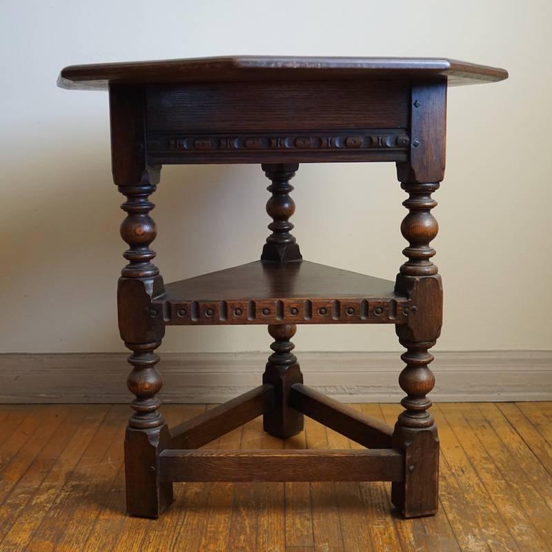Solid oak Jacobean occasional table, purchased from a prominent antique dealer in Los Angeles, Paul Ferrante in the late 1950s. The table has been in my family since.
 